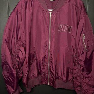 PINK by Victoria's Secret Maroon Burgundy Bomber Jacket Size Womens Medium